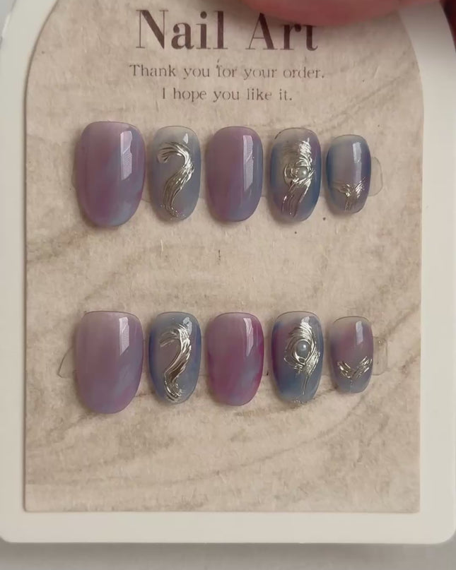 Lavender Swirl Press On Nails