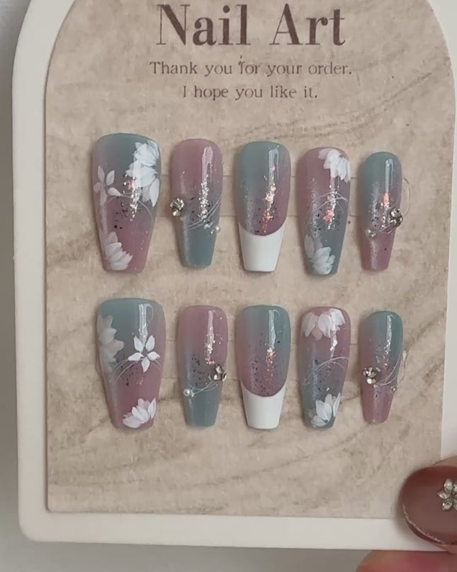 Frosted Bloom Press-On Nails