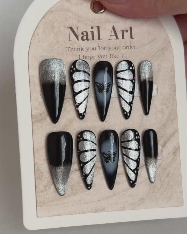 Black Butterfly Press On Nails