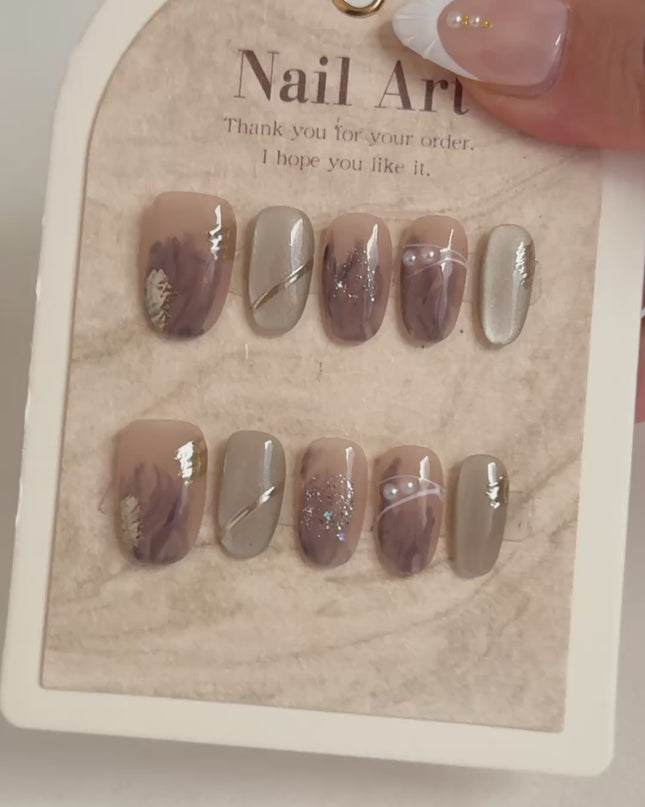 Mauve Swirl Press-On Nails