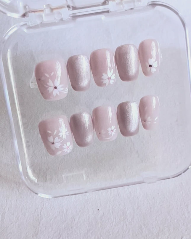 Blush Floral Press On Nails