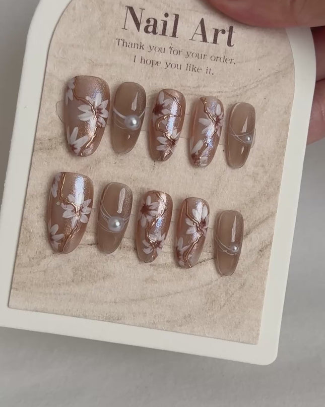 Golden Bloom Press On Nails