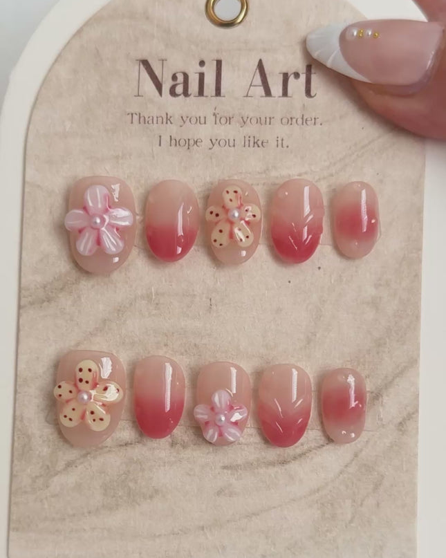 Peach Blossom Press On Nails