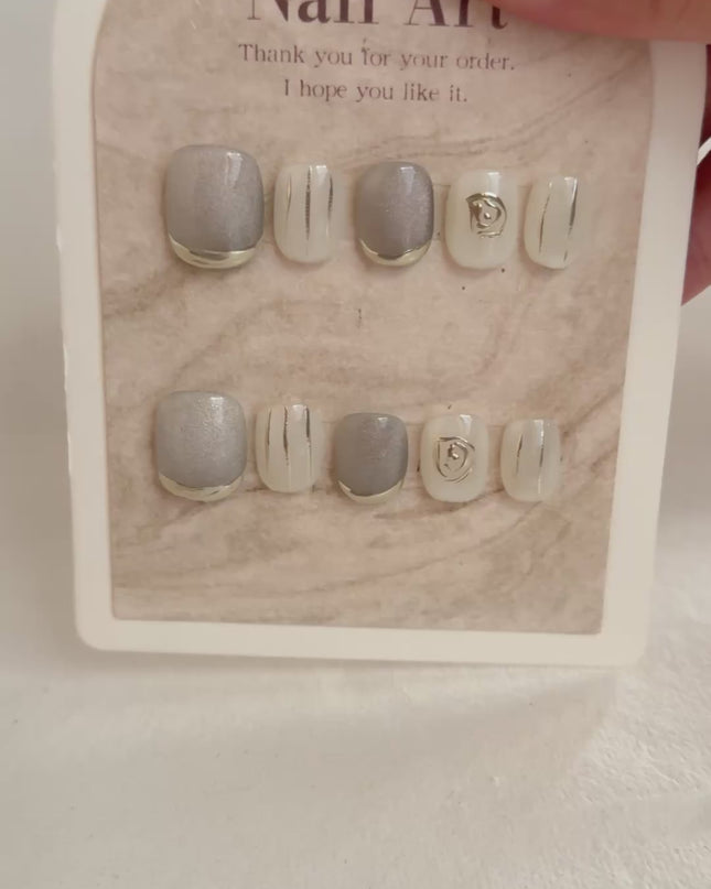 Silver Veil Press-On Nails