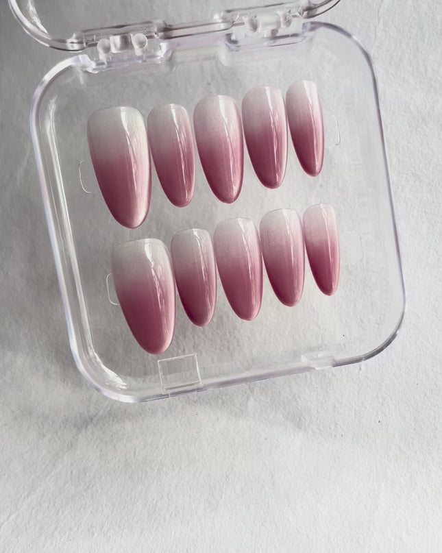 Pink Ombre Almond Press On Nails