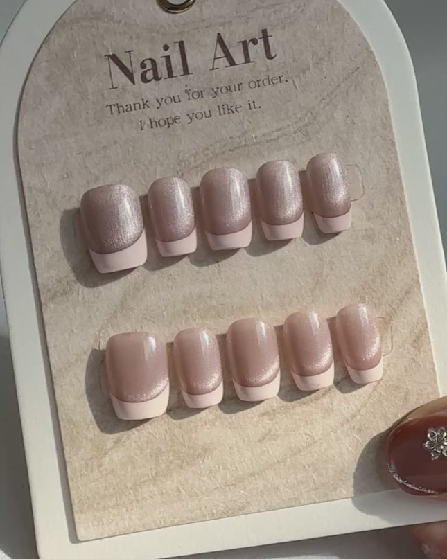 Pearl French-Tip Press-On Nails
