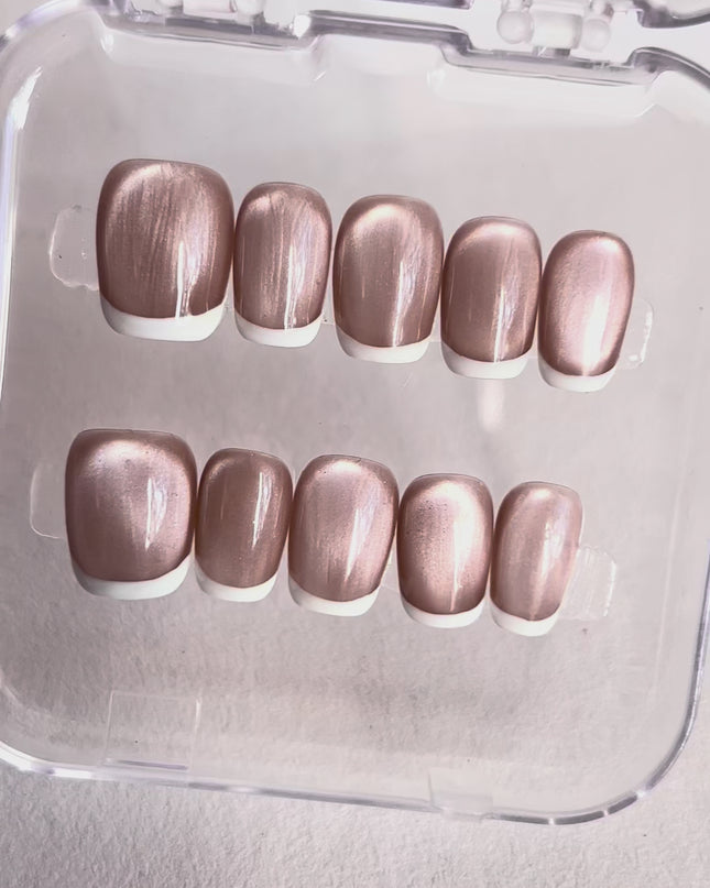 Pearl French-Tip Press On Nails