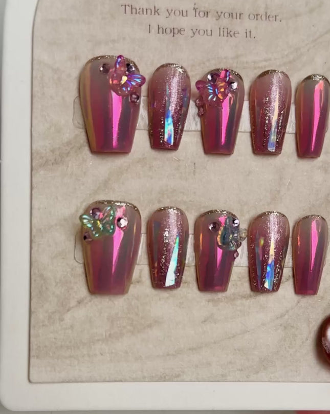 Butterfly Chrome Press-On Nails