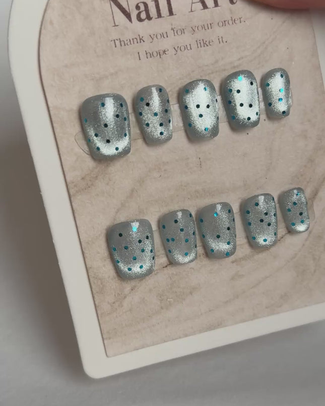Blue Frost Press On Nails