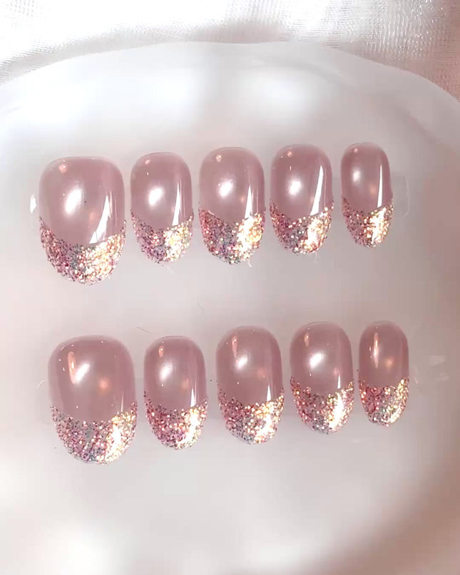 Glitter French Press On Nails