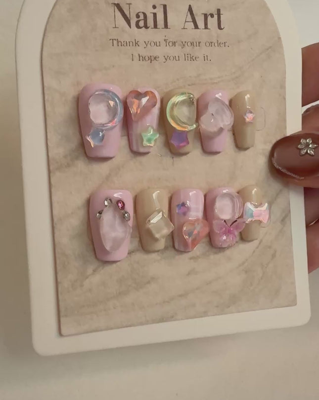 Crystal Charms Press On Nails