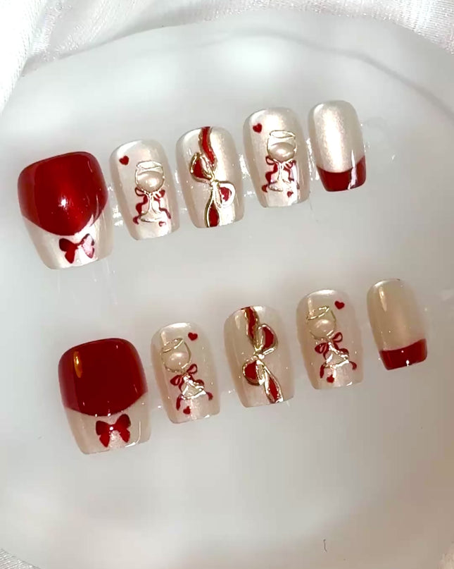 Red Heart Press on Nails