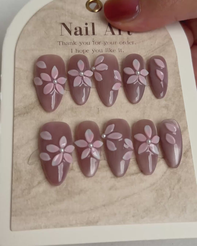 Pink Petal Press-On Nails