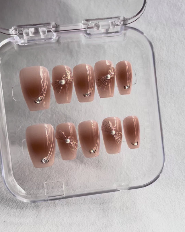 Nude Bow Press On Nails