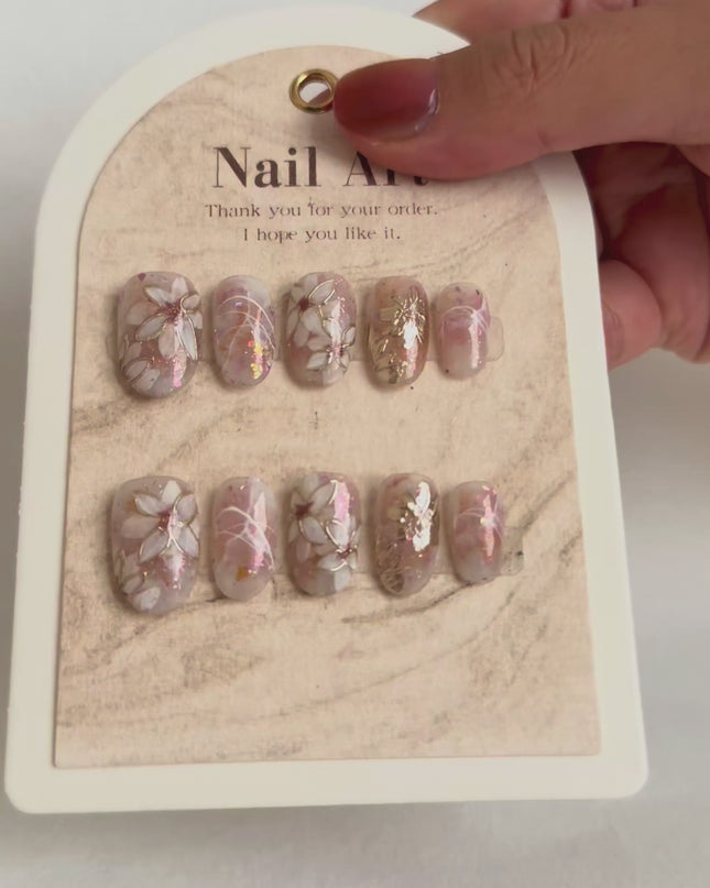 Blossom Glitter Press On Nails