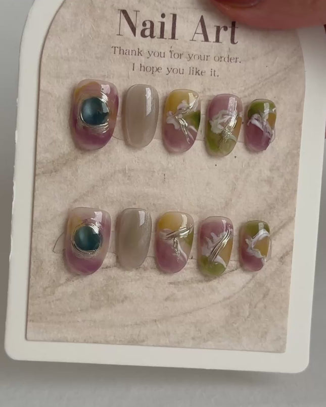 Mist Marble Press On Nails