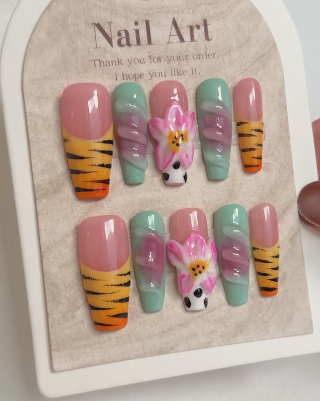 Tiger Blossom Press On Nails