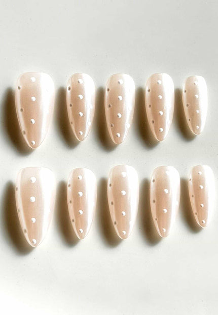 Pearl Polka-Dot Press On Nails
