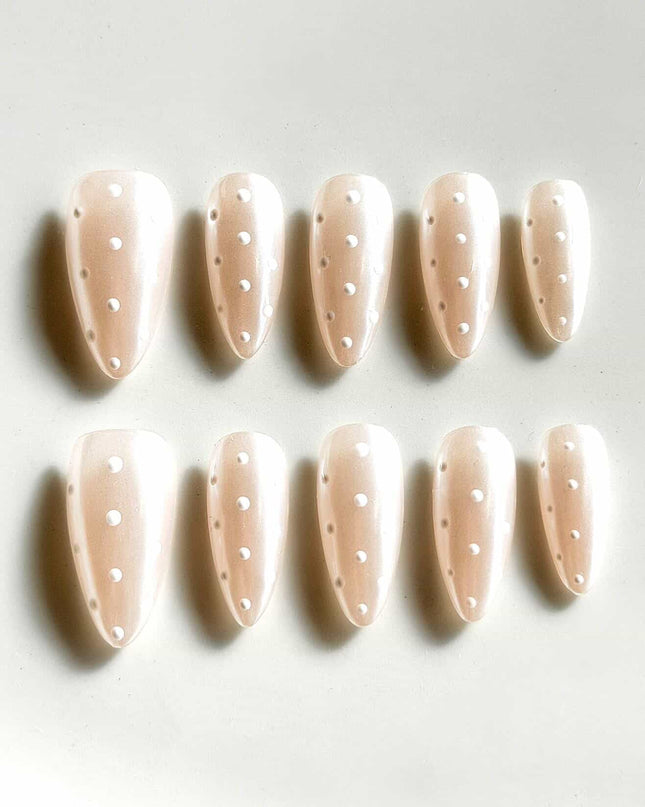 Pearl Polka-Dot Press On Nails