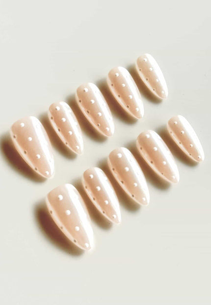 Pearl Polka-Dot Press On Nails