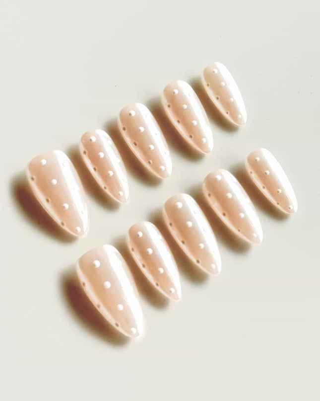 Pearl Polka-Dot Press On Nails