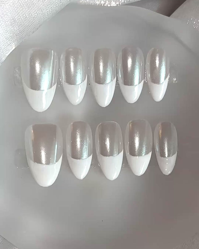Pearl French Tip Press On Nails