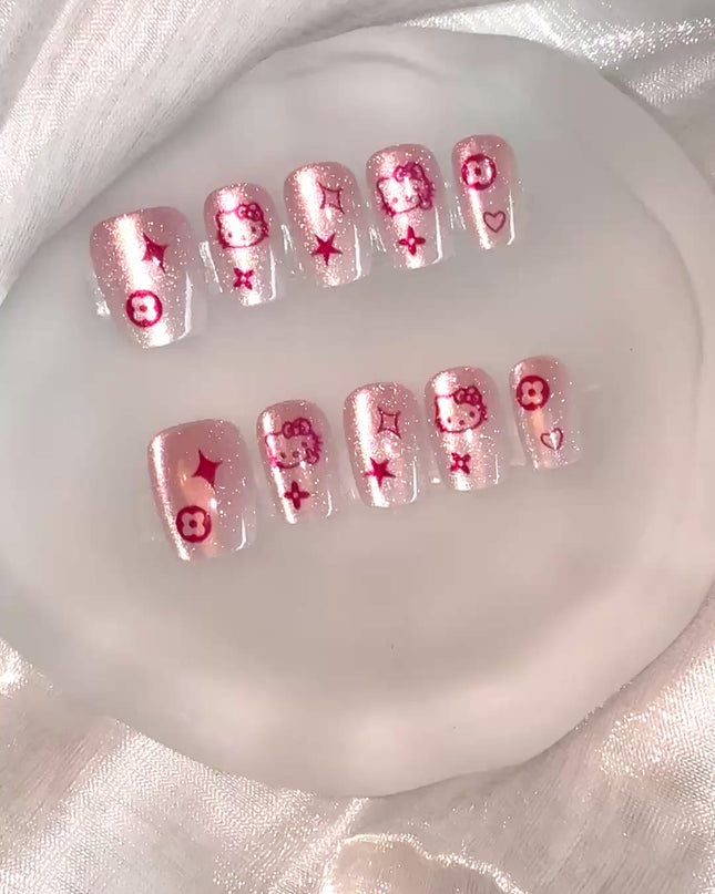 Hello Kitty Cat Eye Press On Nails
