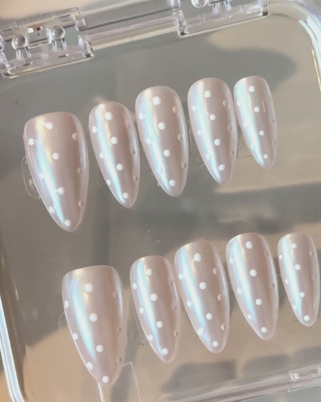 Pearl Polka-Dot Press On Nails