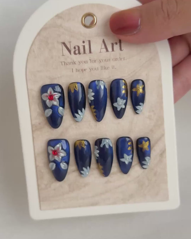 Sapphire Bloom Press-On Nails
