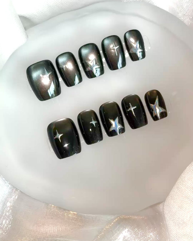 Black Cat Eye Press On Nails