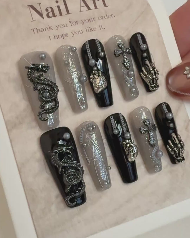 Gothic Dragon Press On Nails