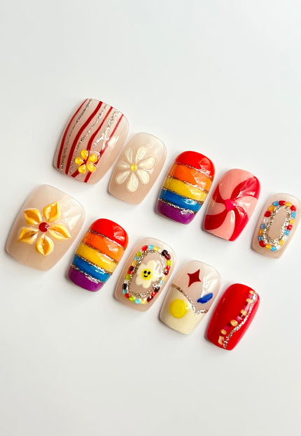 Y2K Rainbow Press-On Nails