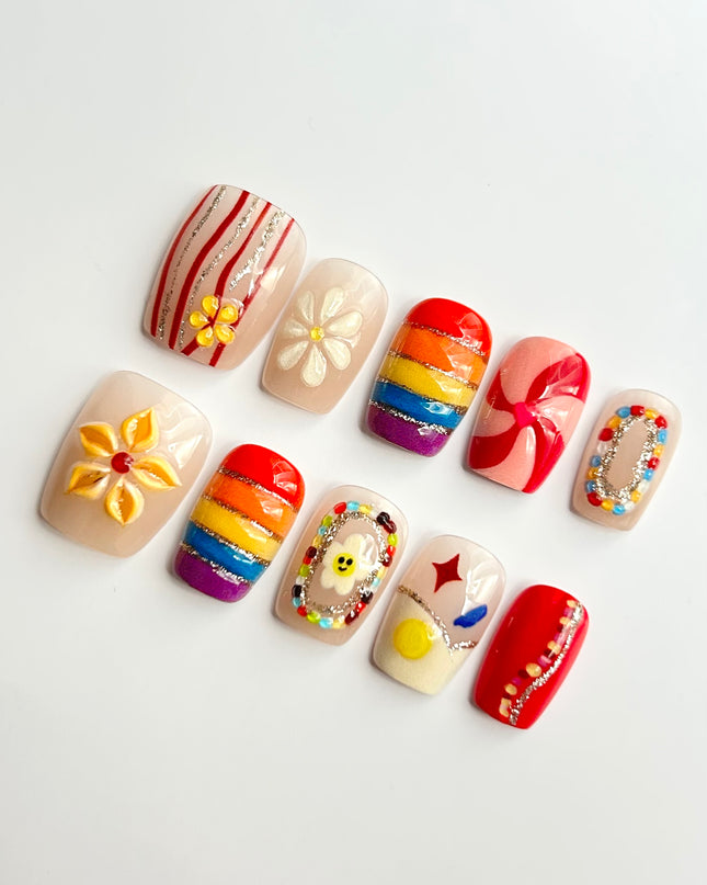 Y2K Rainbow Press-On Nails