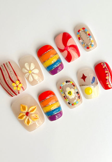 Y2K Rainbow Press-On Nails