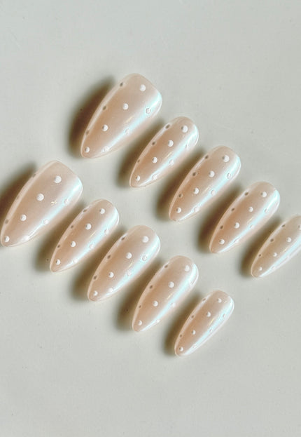 Pearl Polka-Dot Press On Nails