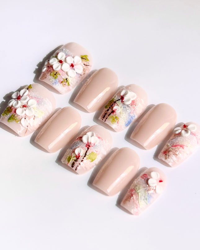 3D Blossom Press-On Nails
