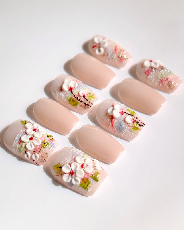 3D Blossom Press-On Nails