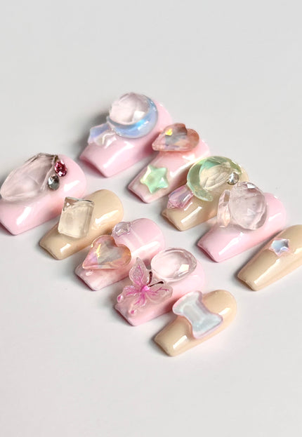 Crystal Charms Press On Nails