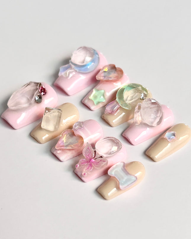 Crystal Charms Press On Nails