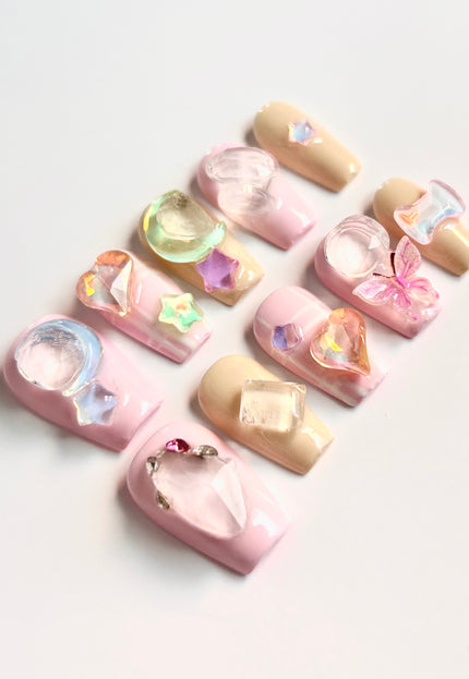 Crystal Charms Press On Nails