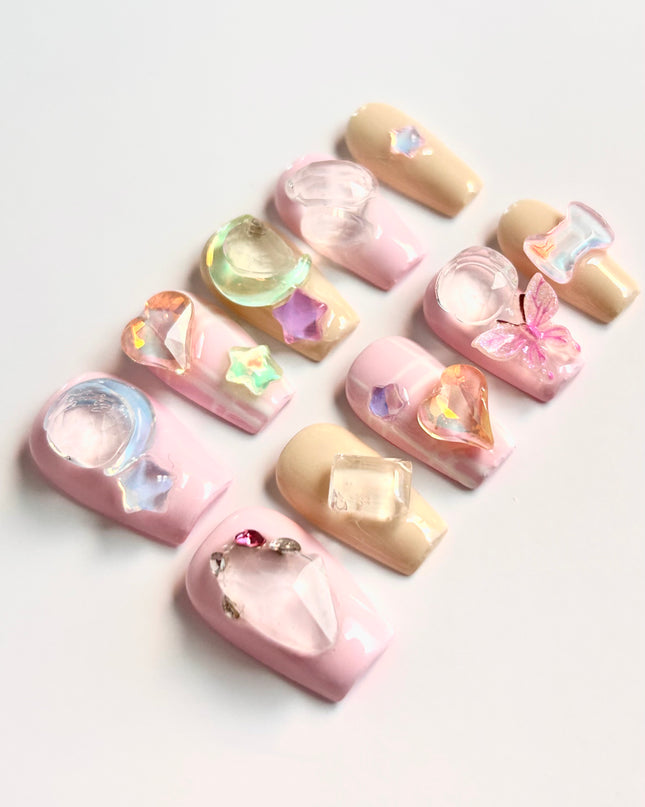 Crystal Charms Press On Nails