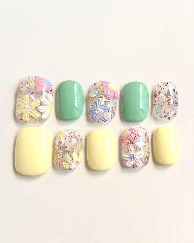Pastel Daisy Press On Nails