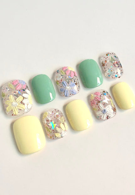 Pastel Daisy Press On Nails