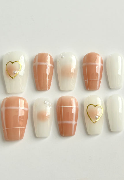 Nude Heart Press On Nails