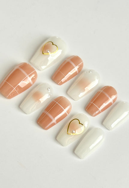 Nude Heart Press On Nails