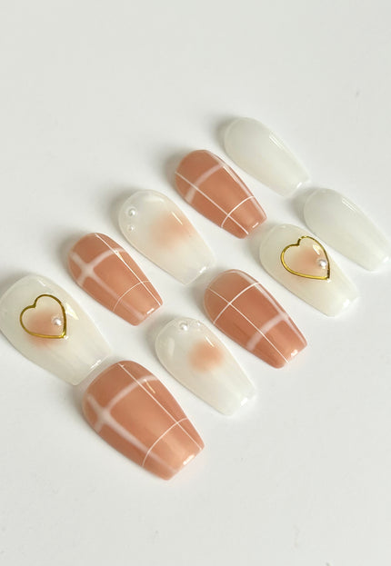 Nude Heart Press On Nails