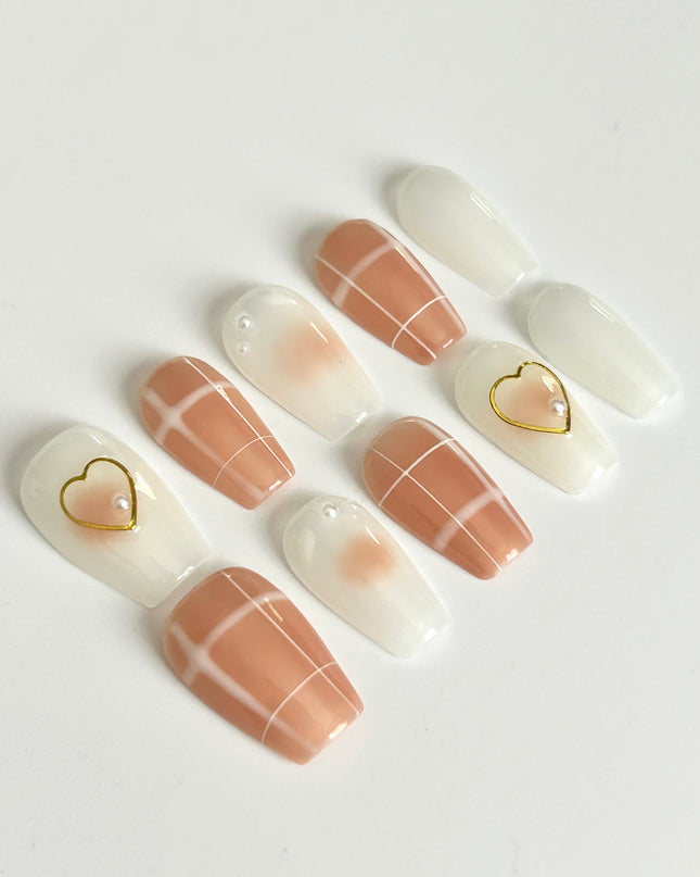 Nude Heart Press On Nails