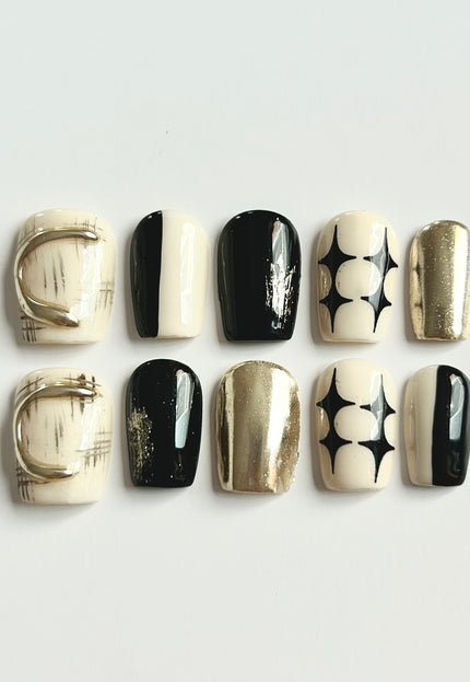 Chrome Star Press On Nails