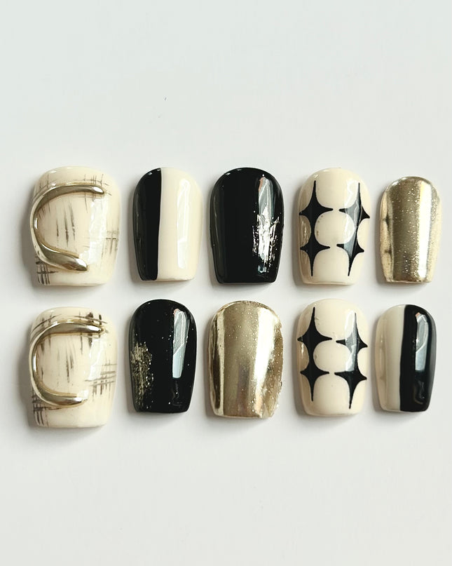 Chrome Star Press On Nails