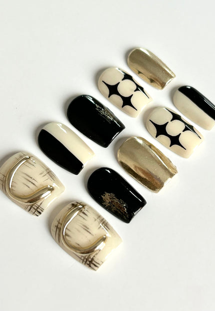 Chrome Star Press On Nails